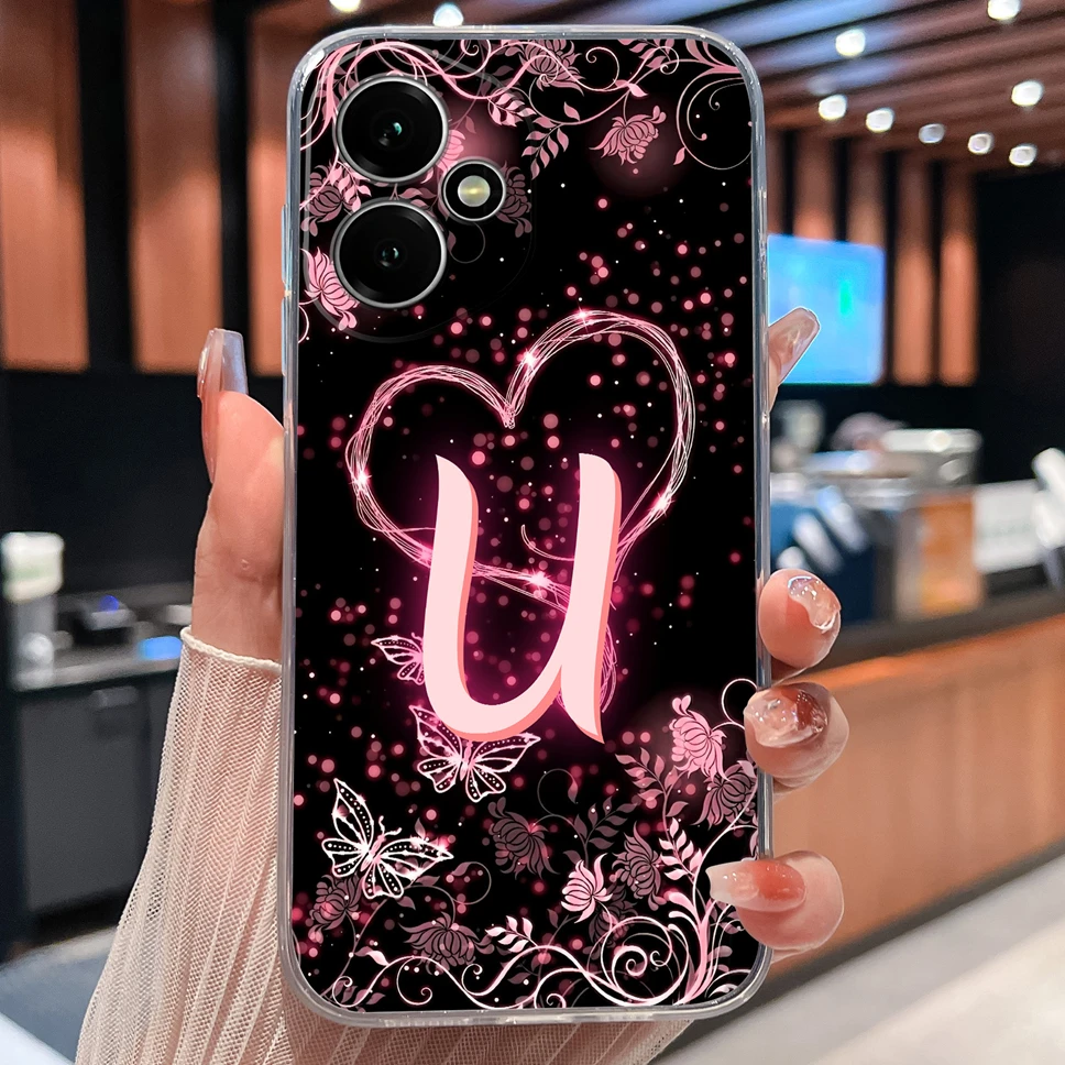 Luxury Letters Pattern Soft TPU Clear Silicone Anti-Drop Phone Case
