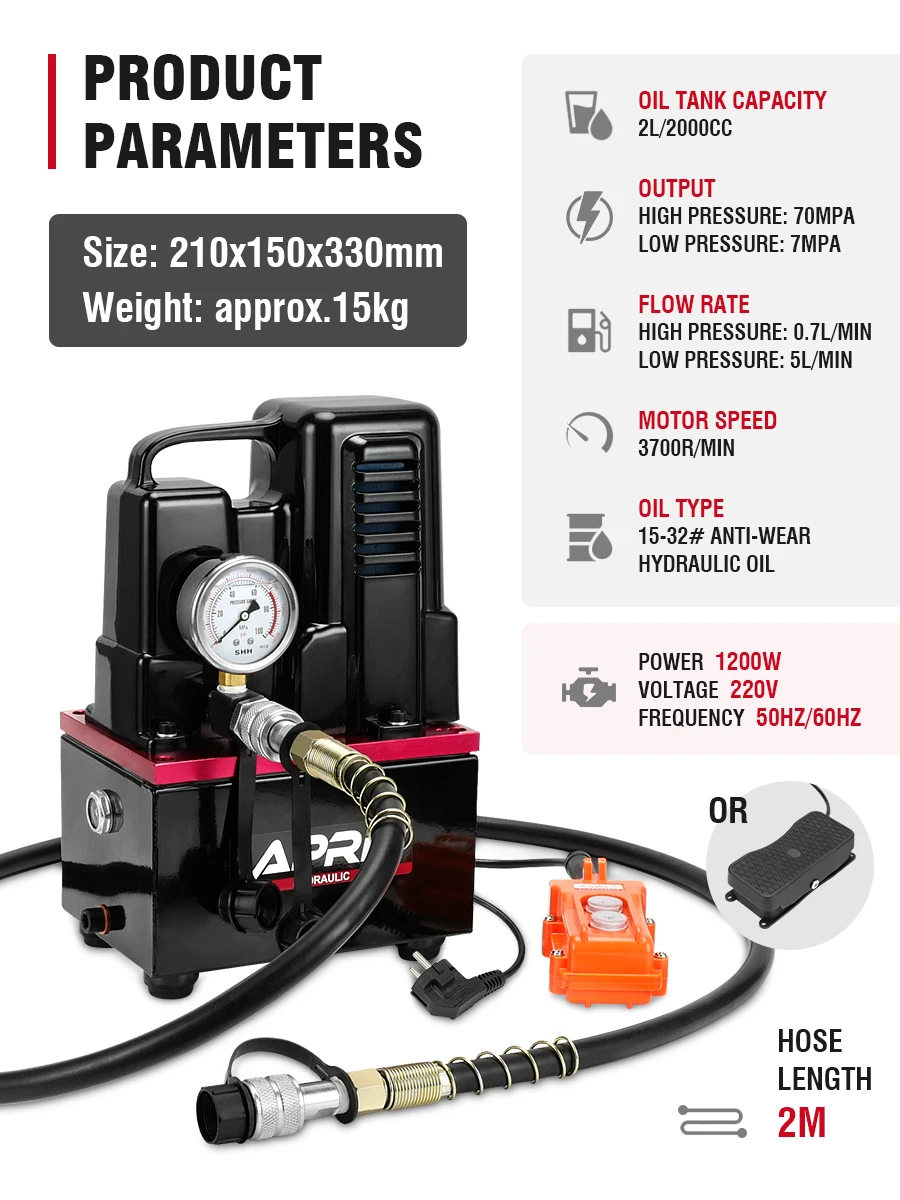 220V 1.2KW High-Voltage Electric Pump Tools Manual/Foot Switch Electric Hydraulic Pump Hydraulic Station QQ-700 5