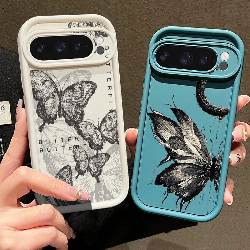 Elegant Black Butterfly Pattern Shockproof TPU Phone Case