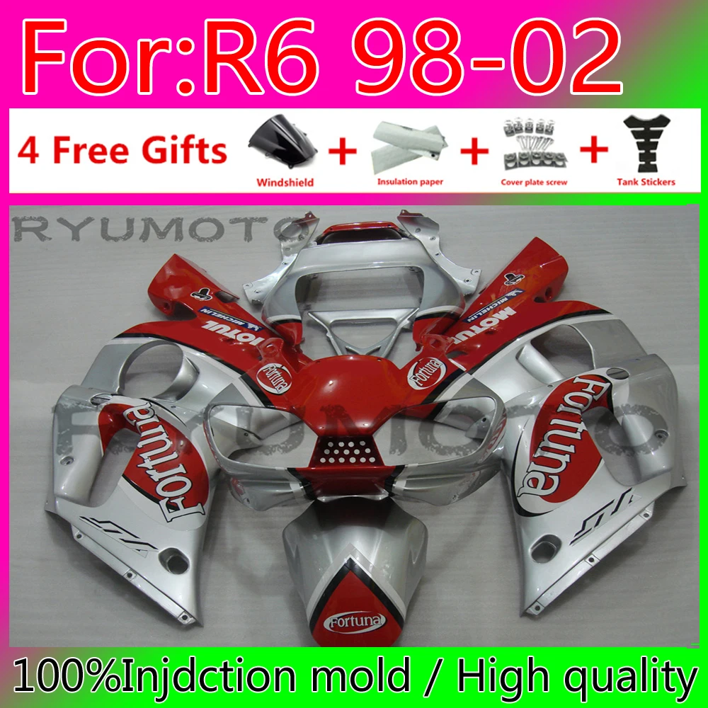 

Motorcycle Injection whole ABS Fairing Bodywork For Yamaha YZF R6 1999 2000 2001 2002 Fairings white red