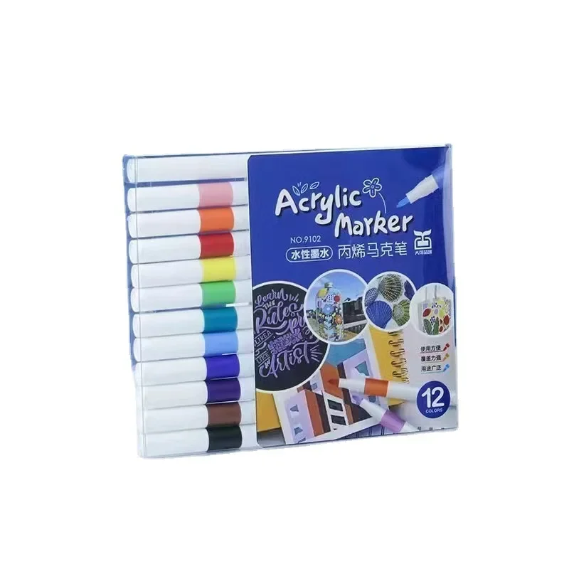 Acrylic Markers Set - 12-60 Colors Soft Tip Pens for Painting on Wood Fabric Ceramic and Glass