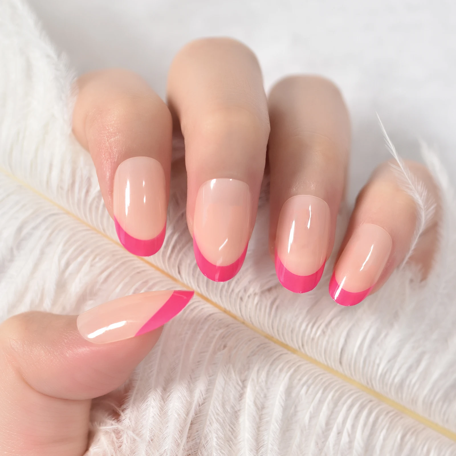 Pink Almond Press On Fingernails Set