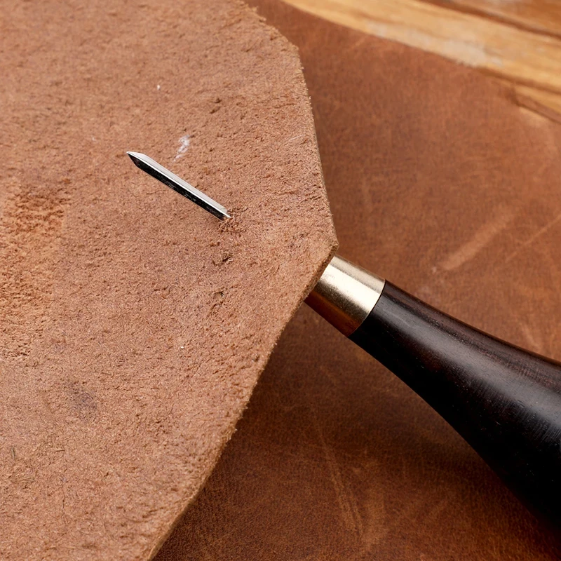 Fenrry Leather Stitching Awl Diamond Shape Ebony Hand Sewing Awl DIY Stitcher Taper Blackwood & Brass Craft Tool 1Pc leather tools,leather craft tools,leather craft tool