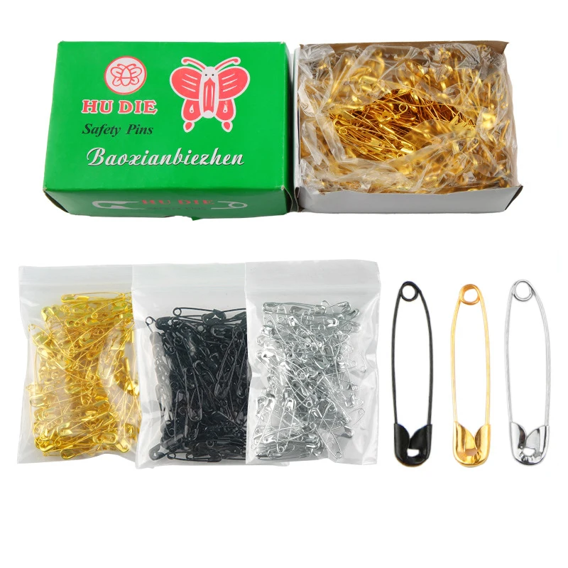 새로운 도착 100Pcs 안전 핀 DIY 바느질 도구 액세서리 실버 금속 바늘 대형 안전 핀 작은 브로치 의류 액세서리