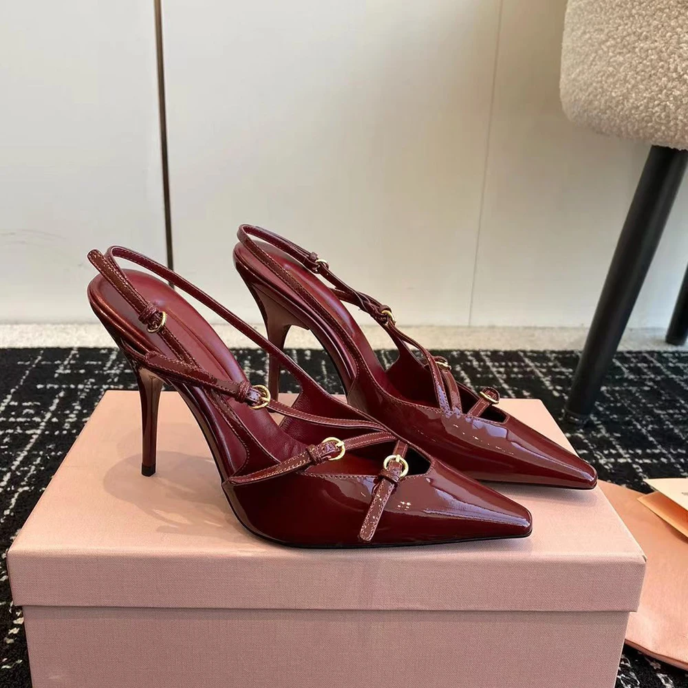 

Slingback Sandals 10cm Conical heel pumps heels 5.5 CM kitten Heel Women Lady designer Dress Shoes Party wedding Evening Shoes