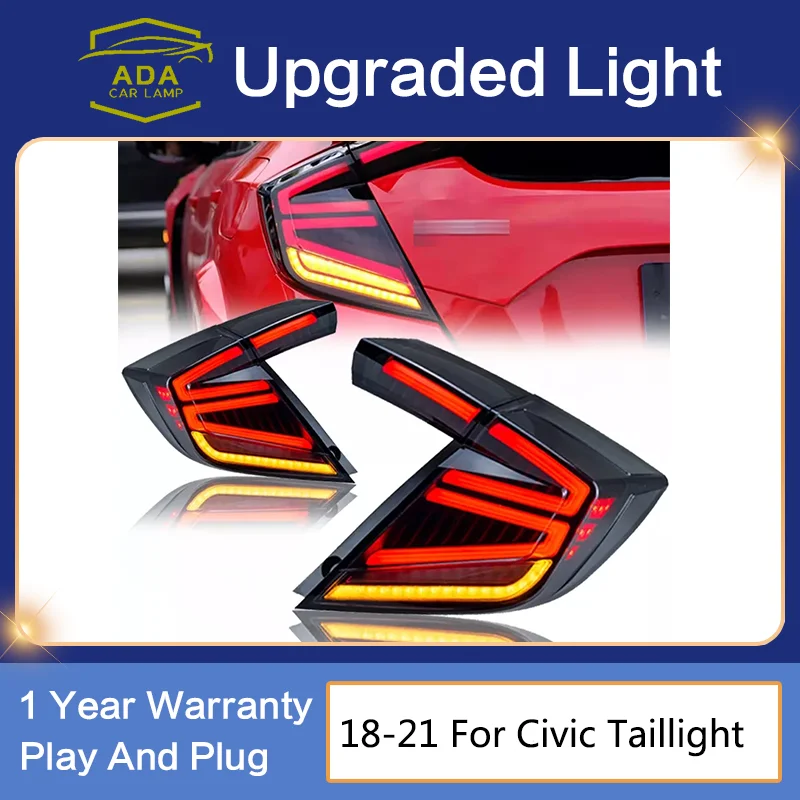 

New Car Tail Light Led Tail Lamp Taillights For Honda Civic Hatchback 2018 - 2021Year With Moving Turning Signal