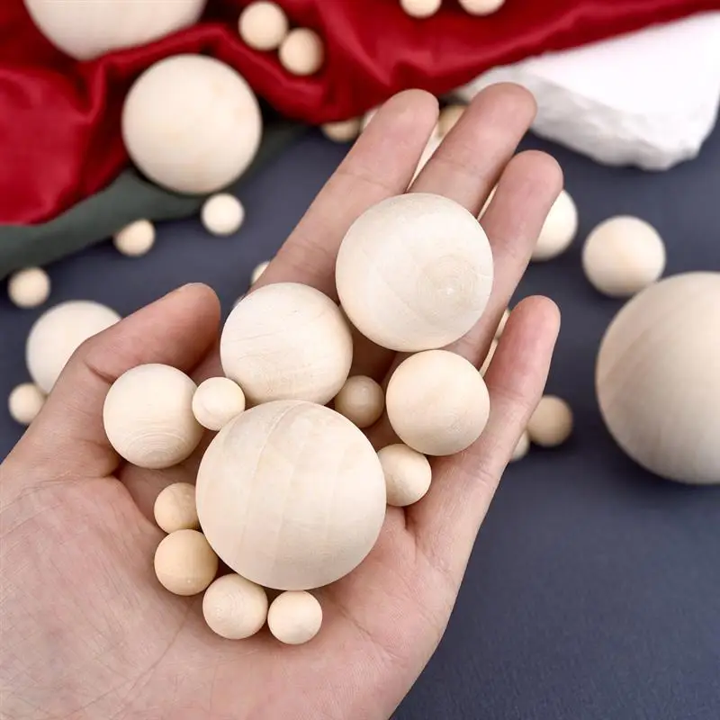 Description Picture 5 of item2-100pcs 10-50mm Natural Wooden Ball Without Hole Round Wooden Solid Wood Handmade DIY For Jewelry Making Carving Paitning Craft