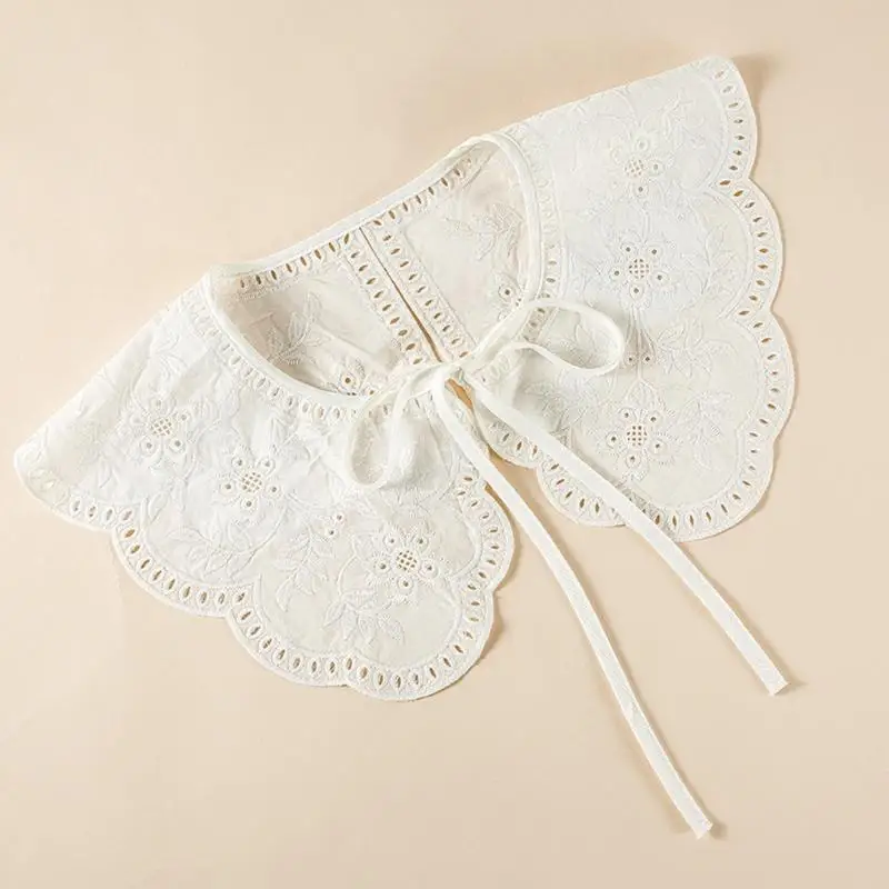 

Корейский стиль, декоративная шаль с искусственным воротником, ажурная вышивка, листья подсолнечника, кружевное ожерелье, пончо,