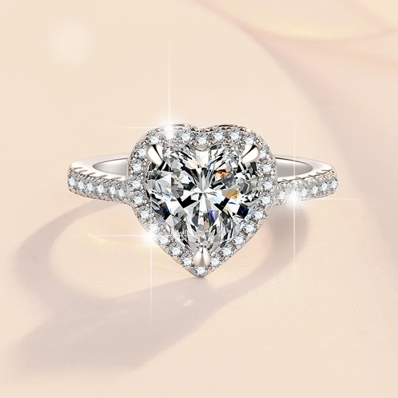 Кольцо из серебра 925 пробы Mosonite, женское кольцо, в форме сердца, искусственный ящик, высококачественное обручальное кольцо, свадебные украшения оптом