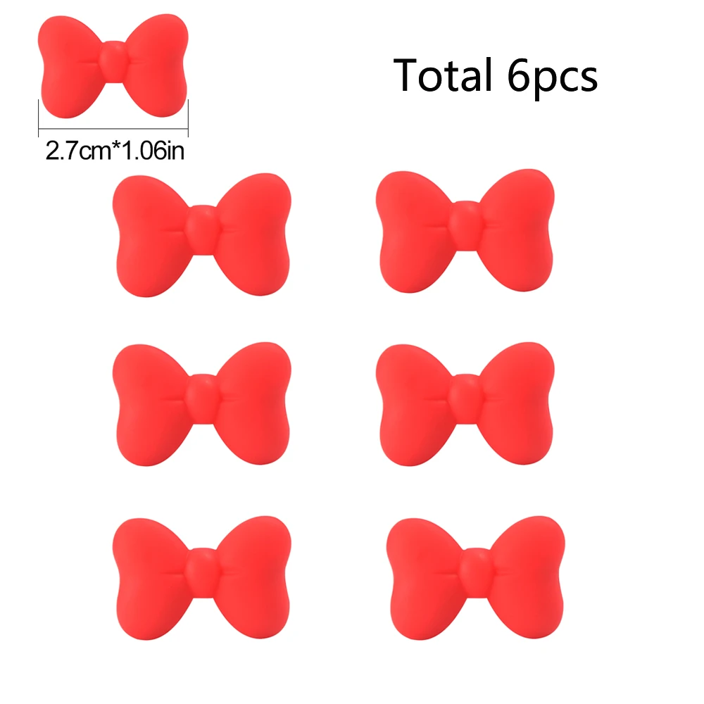 LOFCA Silicone Bowknot Beads Set - Jewelry Crafting & Teething Accessories (6 Pack)