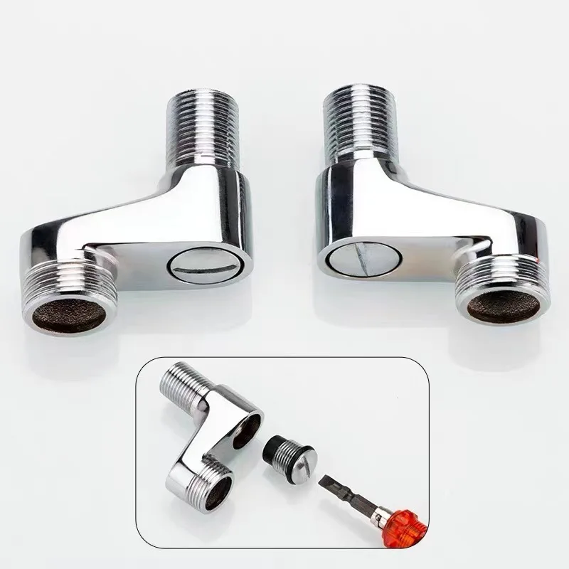 2Pcs Shower Faucet Curved Foot Adjustable Adapter Solid Brass Wall Mounted Replacement Angle Valve Kitchen Bathroom Accessories