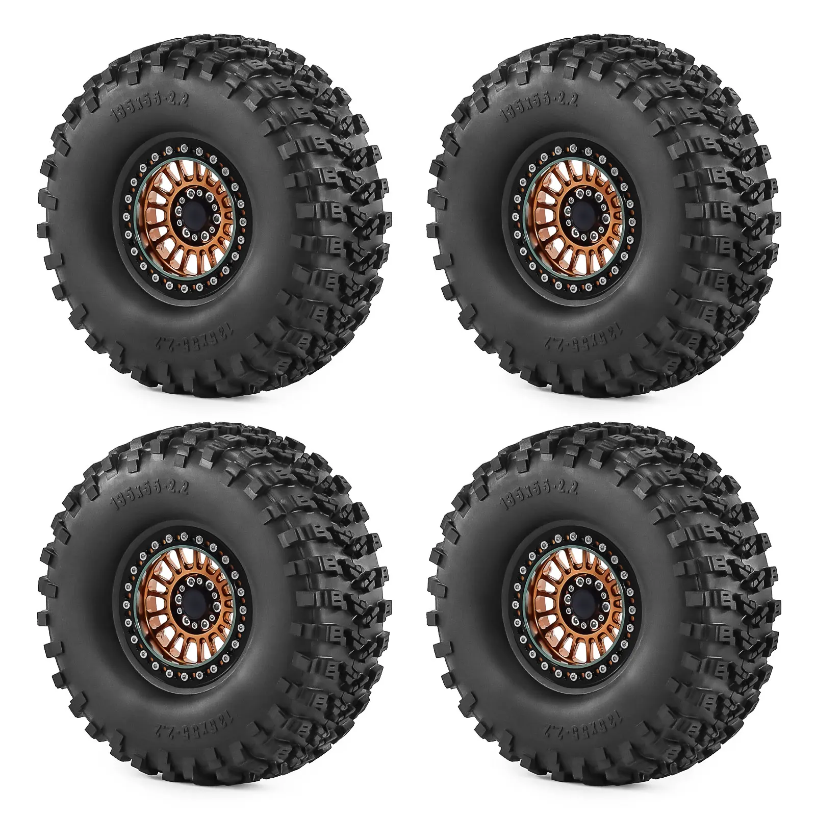 Jeu de 4 pneus et jantes aluminium 2.2" pour crawler RC 1/10