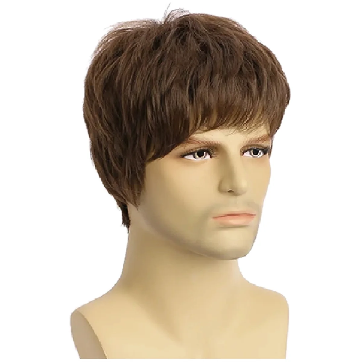 

Short Natural Curly Hair for Male Young Men Heat Resistant Fiber Synthetic Wigs