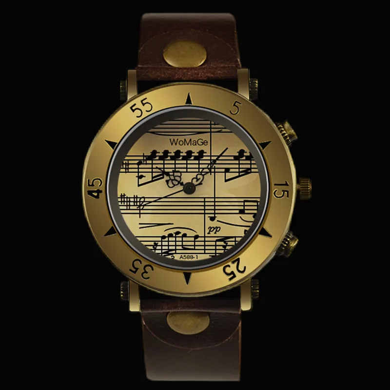 Womage brand women watches music style fashion women's watches leather ladies watch clock bayan kol saati mujer relogio feminino - 6