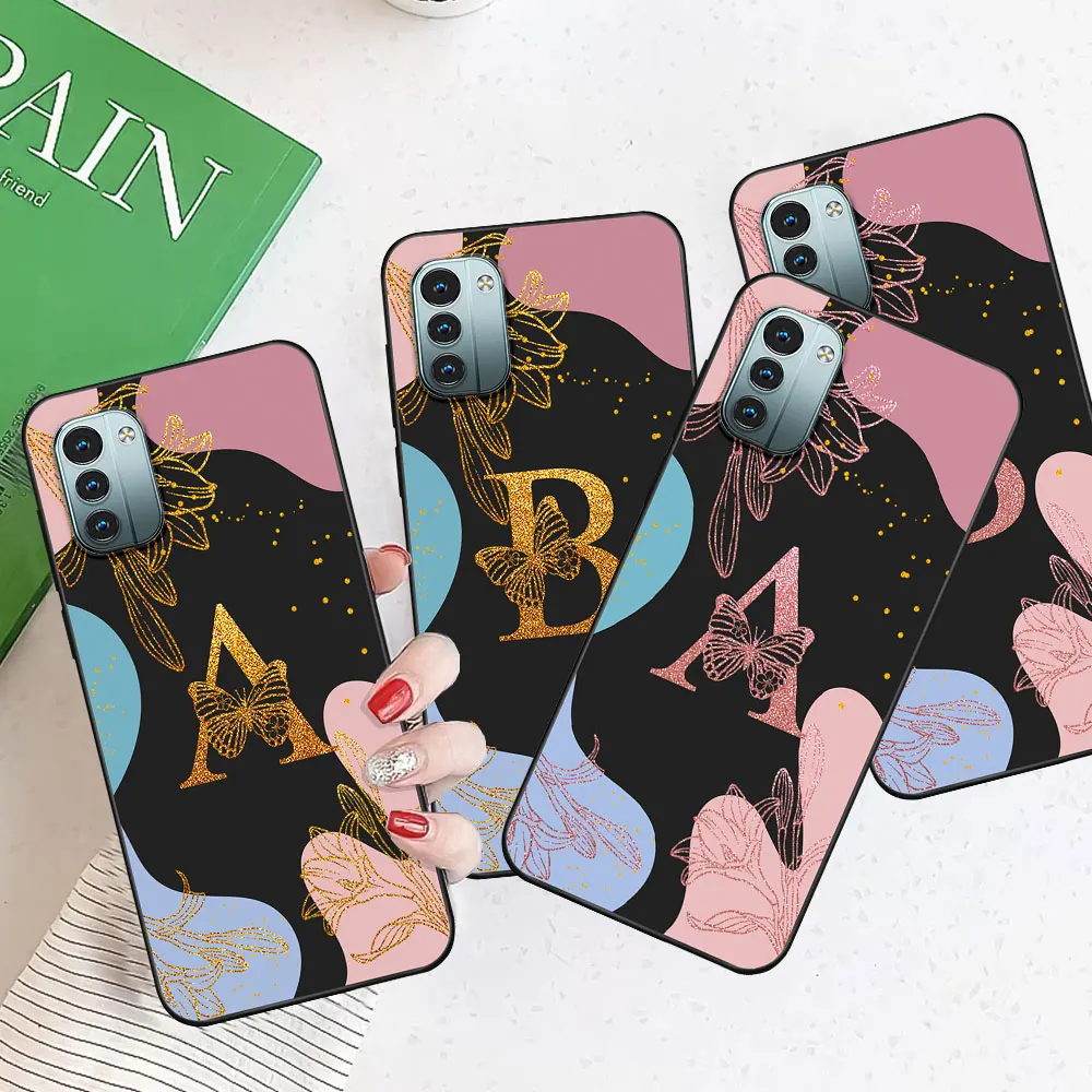 Sleek Silicone Bumper Case with Stylish Lettering - Black