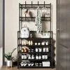 Clothes Hanger Multi-Layer Shoe Rack Doorway DIY Hat And Shoes Shelf Simple Floor-Standing Living Room Organizer Storage Racks 5