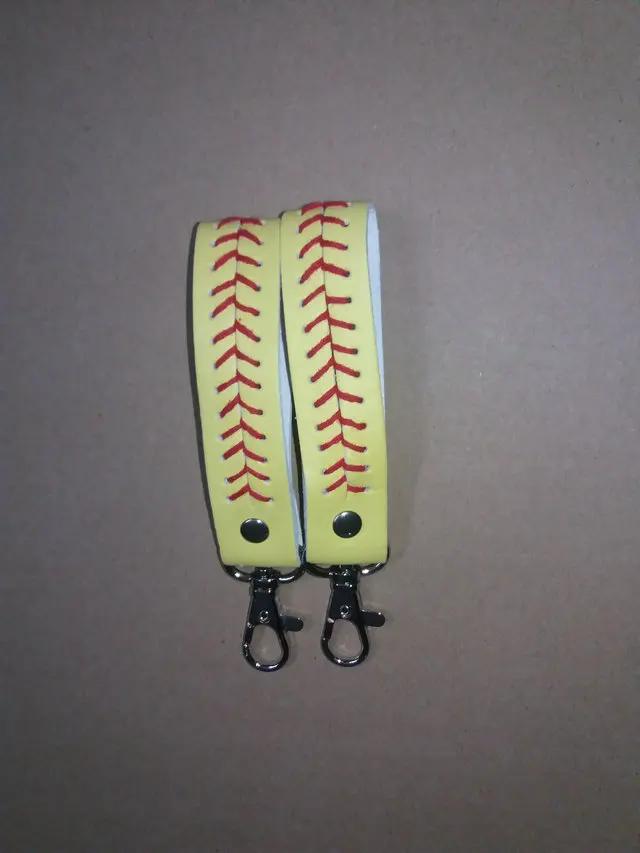 

For Keychain Sport Seamed Lace Leather key Chain Herringbone Softball Fast Pitch Baseball Stitch Keychain