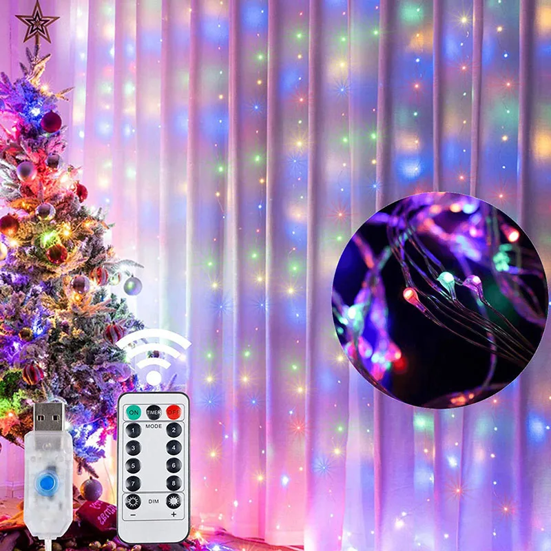 Rainbow Remote Flash LED String Curtain Garland Fairy Icicle Lights for  Christmas Party Wedding Home Garden Bedroom Decoration - AliExpress