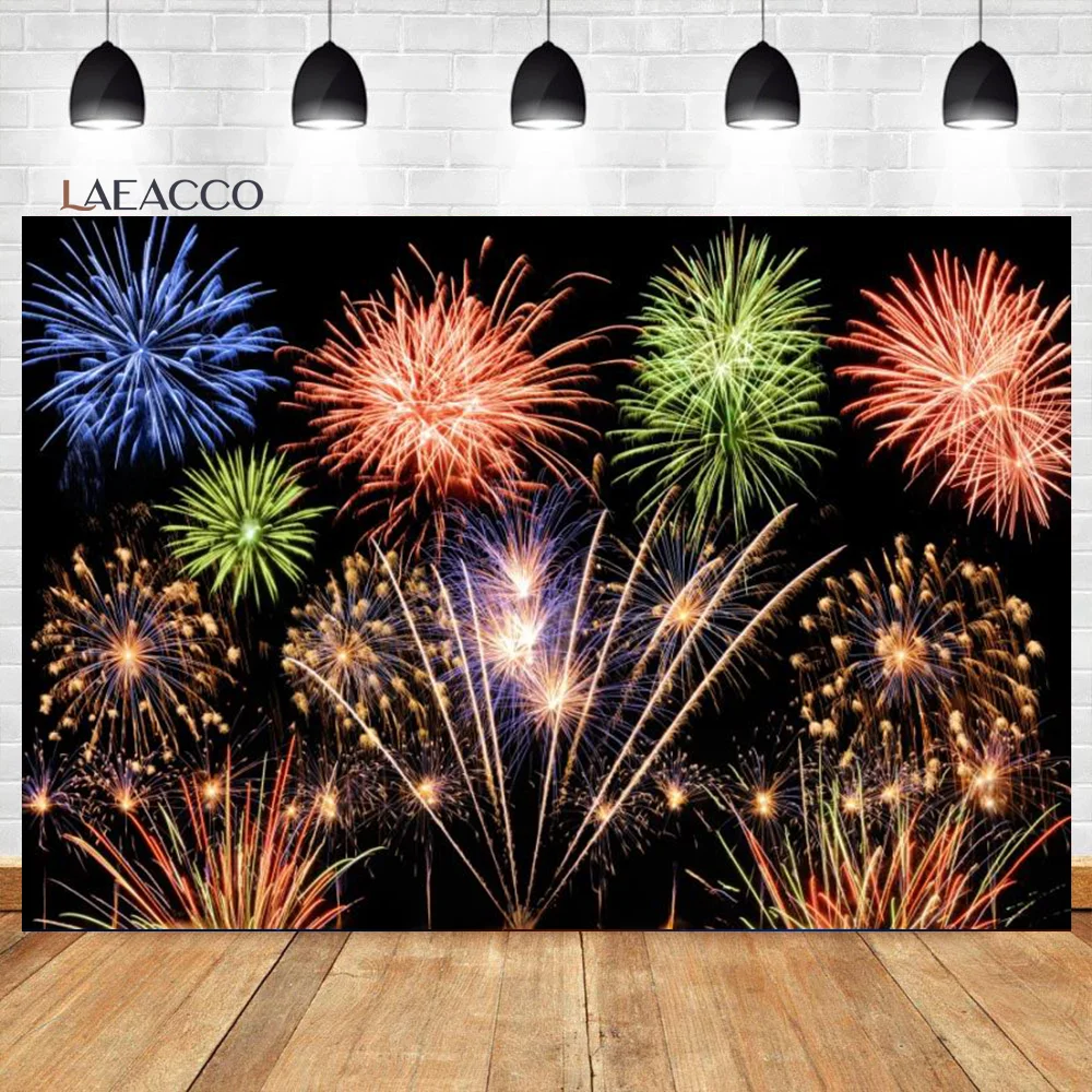 Laeacco Colorful Fireworks Celebrate Happy New Year Birthday