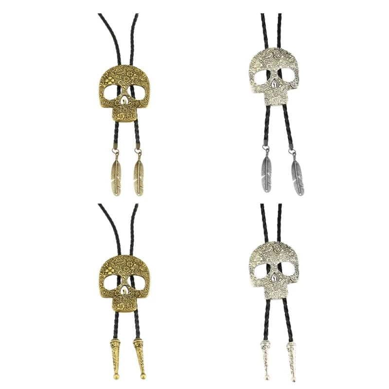 

Elegant Black Bolo Tie with Carving Pendant Edgy Cowboy Necktie Western Tie
