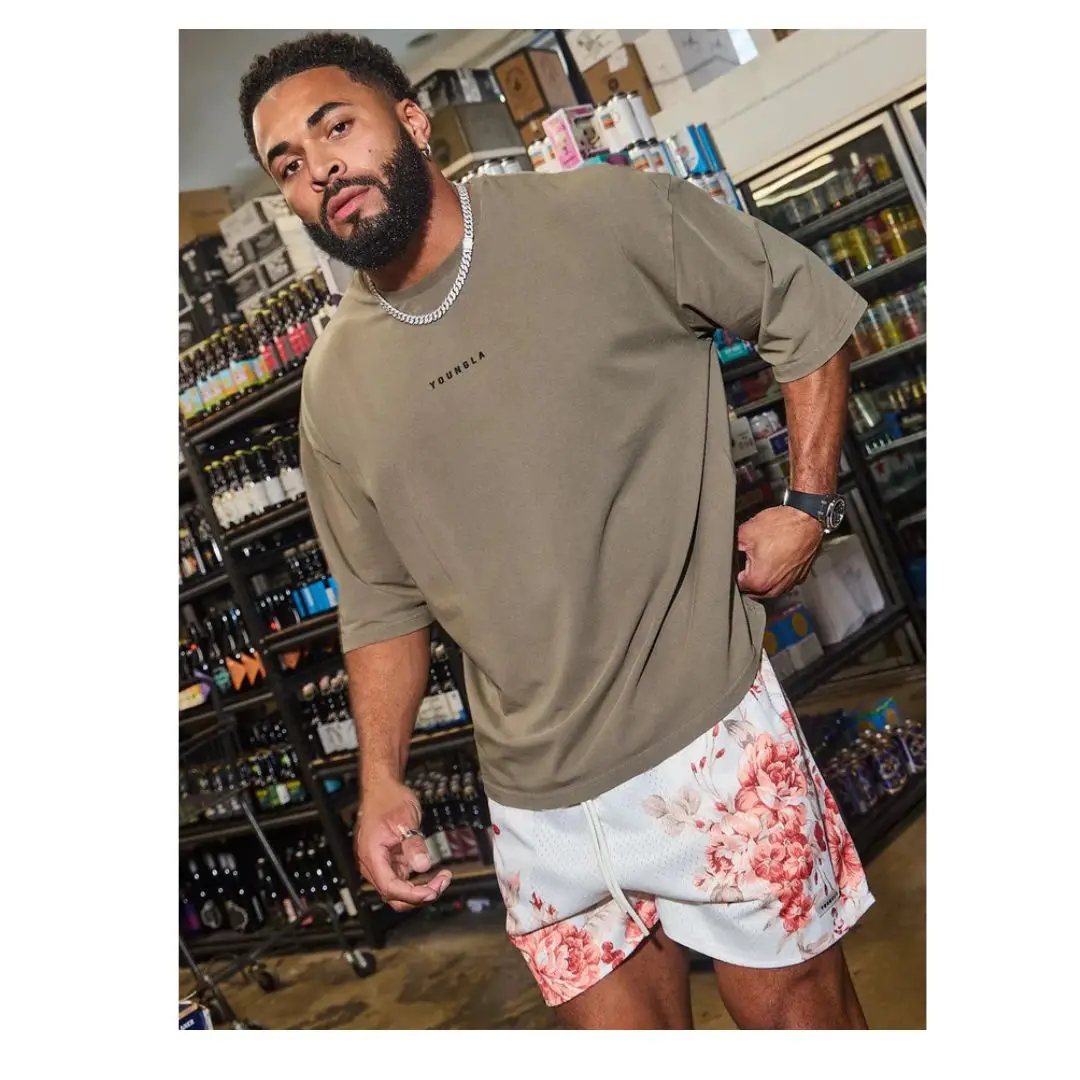 Men's Oversized T-Shirt Summer New Sports Fitness Cotton Crew Neck printing Short Sleeve Joggers Gym Running Training T-Shirts 5