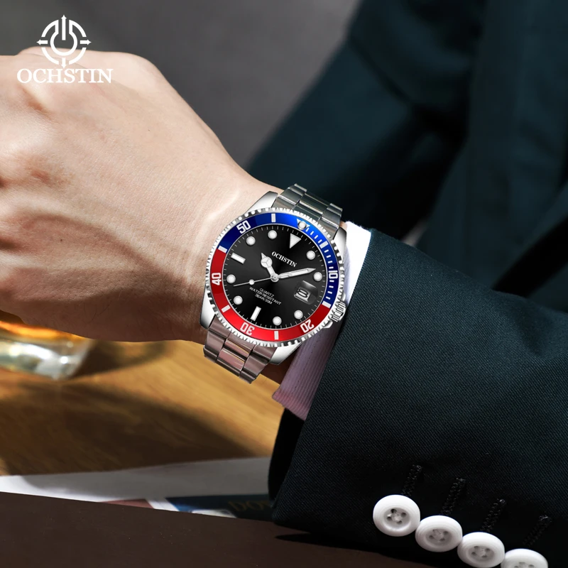 OCHSTIN Luxury Men's Watches Stainless Steel Band waterproof Fashion Luminous Large Dial reloj hombre relogio masculino