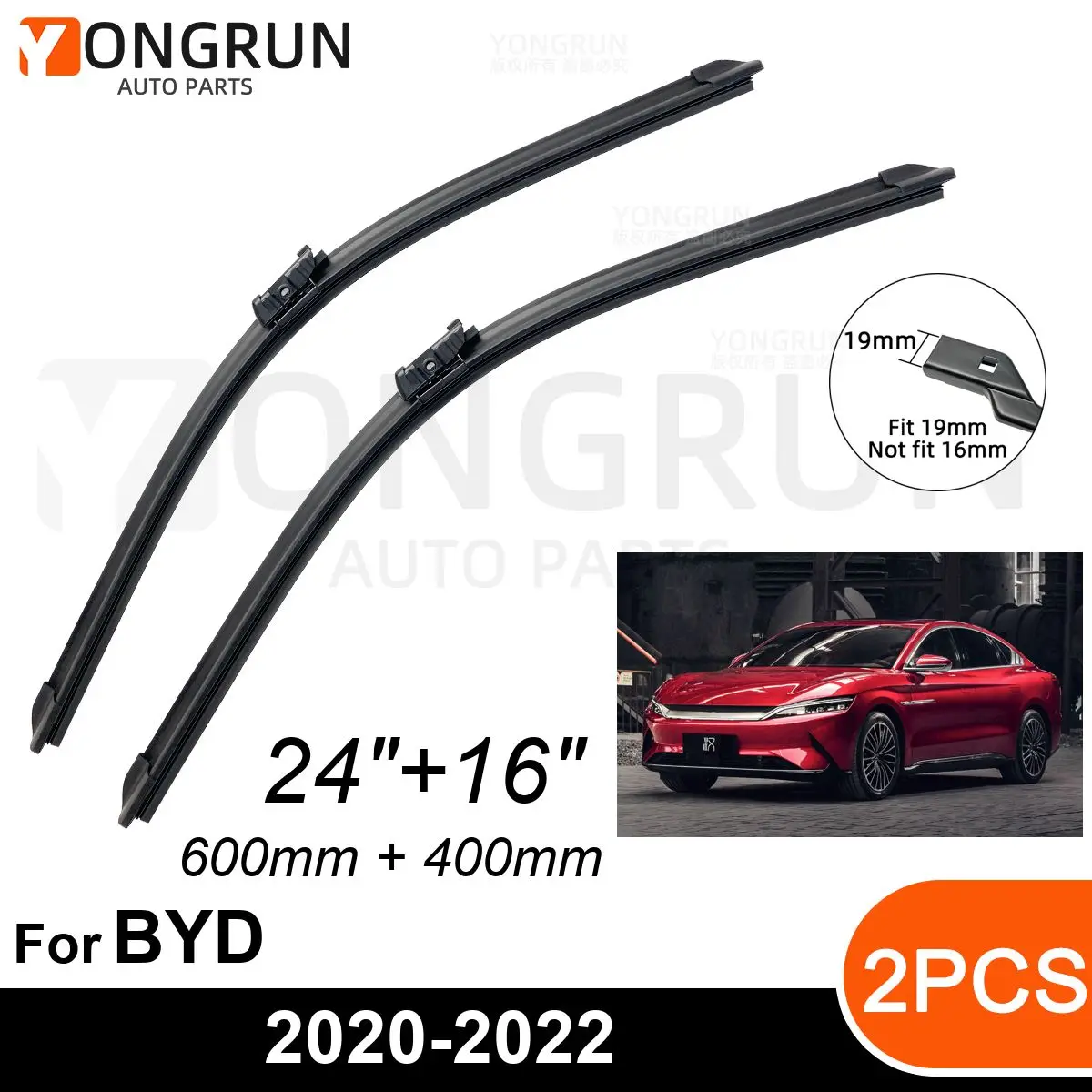 

Стеклоочистители передние Автомобильные для BYD Han DM EV 2020-2022, резиновая щетка стеклоочистителя, 24 + 16 дюймов, лобовое стекло автомобиля