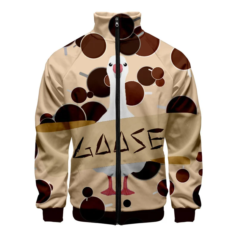 Chaqueta con estampado 3D de ganso divertido para hombres y niños, abrigo de manga larga con estampado de animales de dibujos animados, chaquetas con cremallera para primavera y otoño