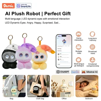 Robot di peluche intelligente DBS con occhi LED e controllo vocale, giocattolo interattivo intelligente ricaricabile tramite USB, compagno per bambini, regalo/casa intelligente