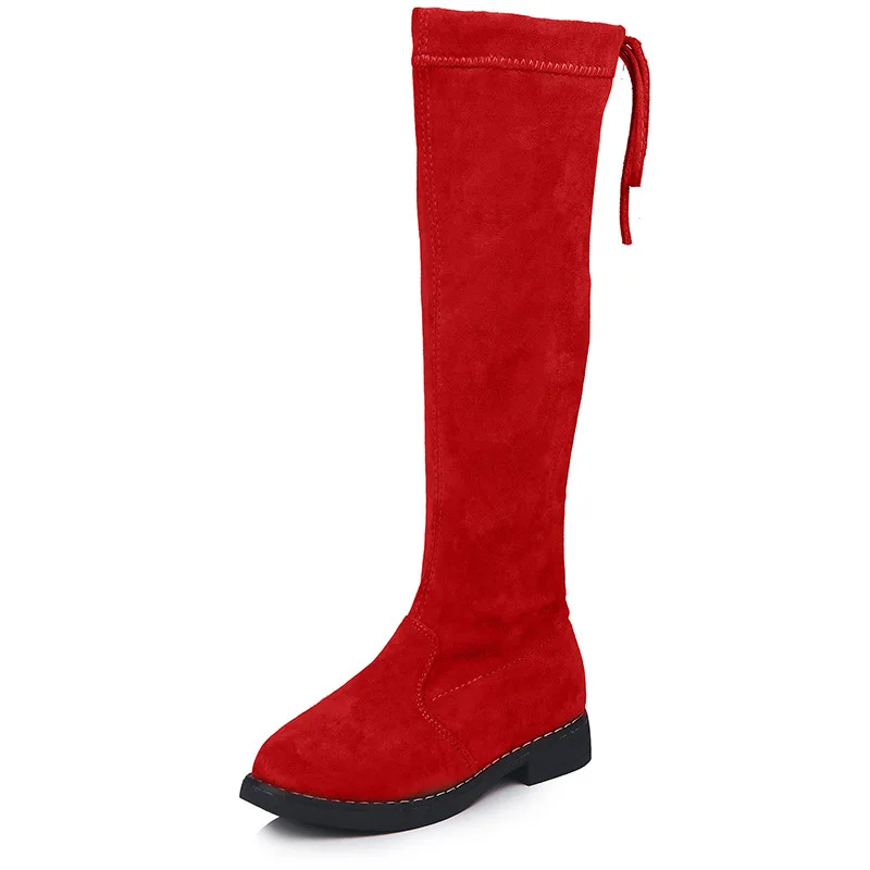 ☆韓国の人気☆【THREETIMES】☆Ribbon suede boot.s☆ Children Over Knee Boots Girl Shoes Knee Fashion Children