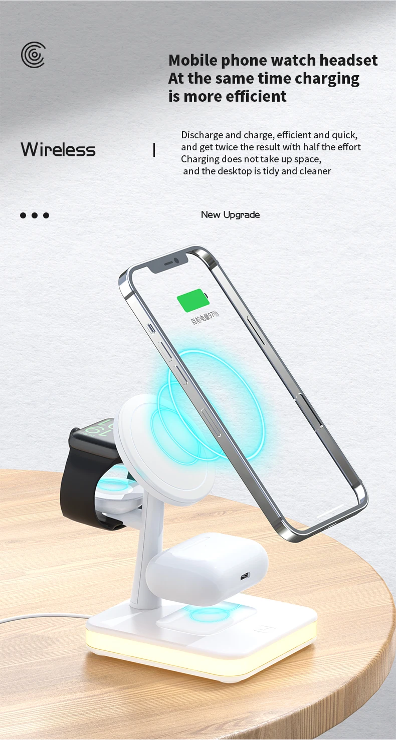 Magnético sem Fio Carregadores Suporte Dock para Iphone 13 12 Pro Max Mini Apple Iver Airpods Luz da Noite Estação de Carregamento Rápido 25w 5 Computers & Electronics