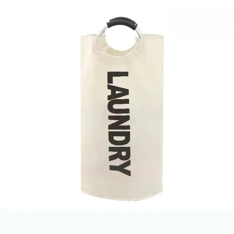 Simple Oxford cloth foldable aluminumhandlering large toy storage basket waterproof dirty clothes basket large capacity bathroom