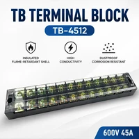 1Pcs TB4512 45A 600V Dual Row Barrier Screw Terminal Block Strip Wire Connector Insulated DIY Electrical Fix Fence High Quality 1