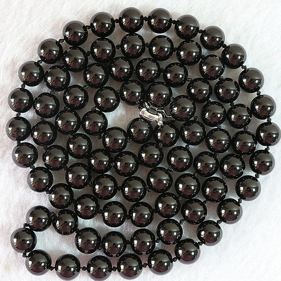 

Hot sale black shell simulated-pearl 6mm 8mm 10mm 12mm 14mm round beads fashion necklace long chain women jewelry 32inch