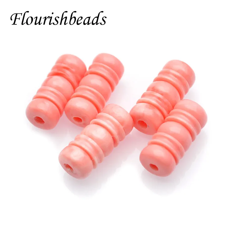 

50pcs/lotpink Coral Color Resin Beads Cylindrical Shape Loose Beads Connector for Jewelry Findings Supplier