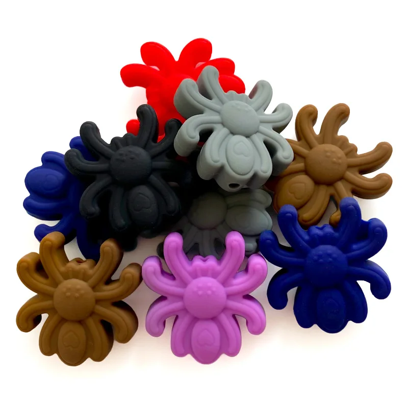 10pcs-New-Silicone-Focal-Beads-Spiders-Baby-Teether-Beads-Teething-Chew ...