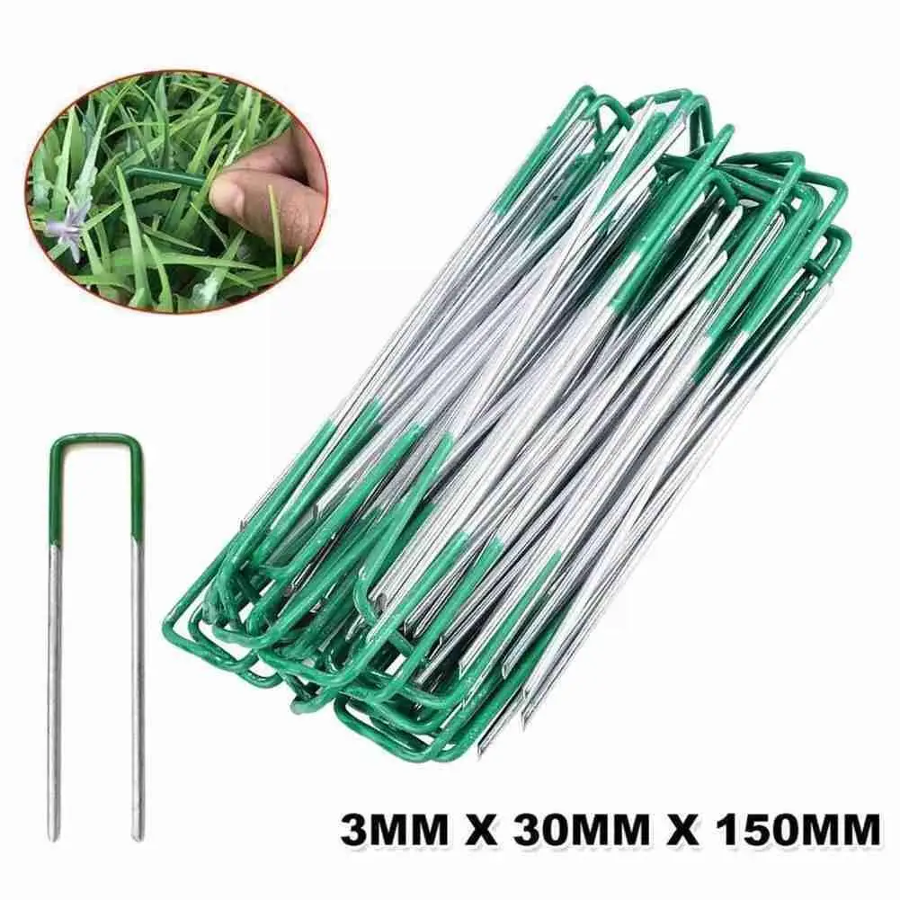 10pcs U-shaped Nails For Lawns U-Shaped Steel Garden Ground Lawn Turf Galvanised Peg Staple Fastening Nails U-type Garden Staple