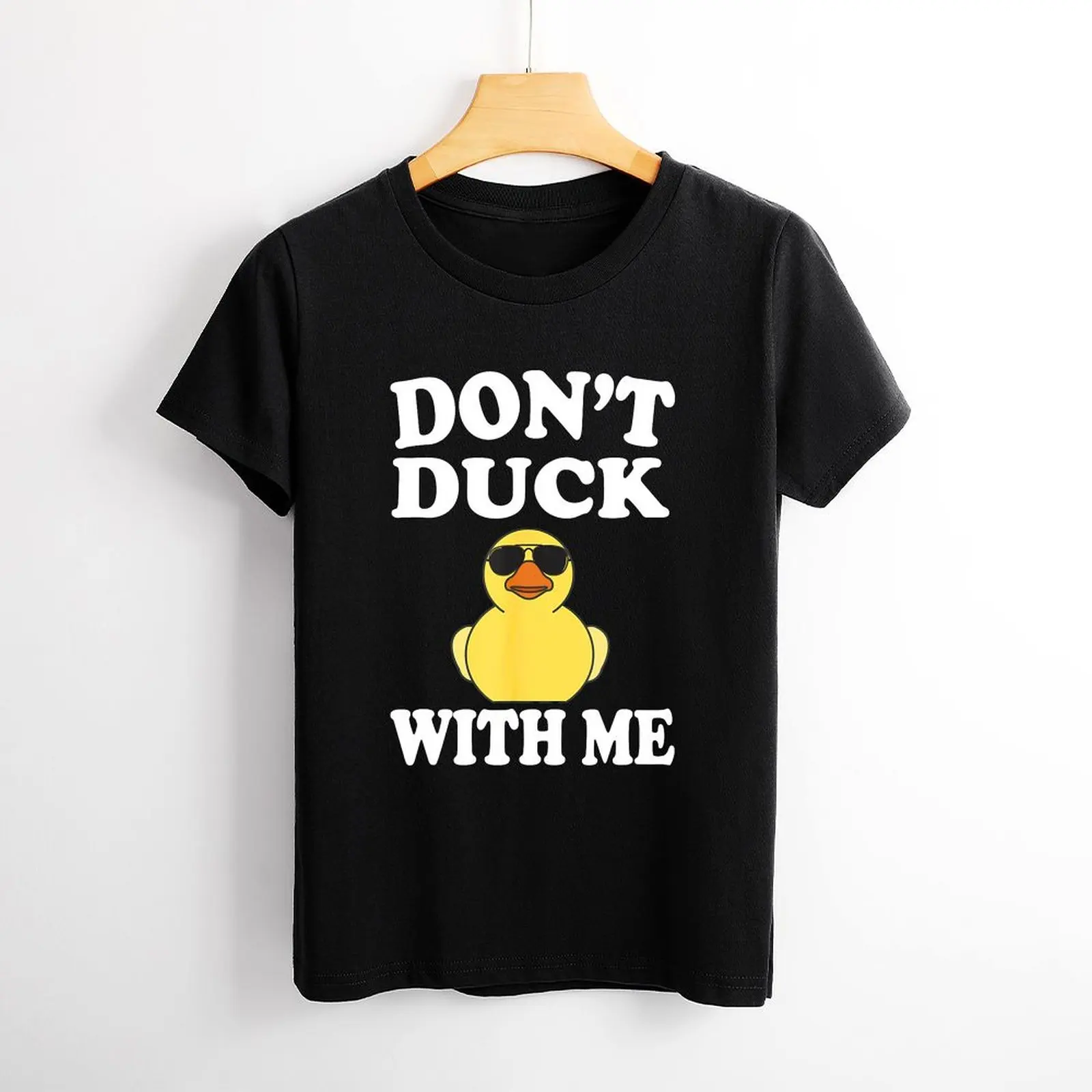 Dont Duck With 재미있는 고무 오리 선물 여성용 티셔츠, 그래픽 셔츠, 캐주얼 반팔 티셔츠
