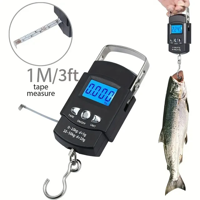 110LB/50KG Digital Lcd Scale Handheld Luggage Weight Fish Scale, Electronic  Balance Digital Scale Travel Balance Postal Fishing Hook Scale, With  Temperature Backlight Lcd Display- Black 