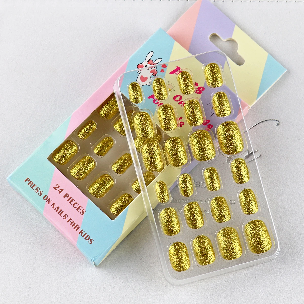 Glitter Press On Nails For Kids Diy Manicure Set False Nails_voghion.com