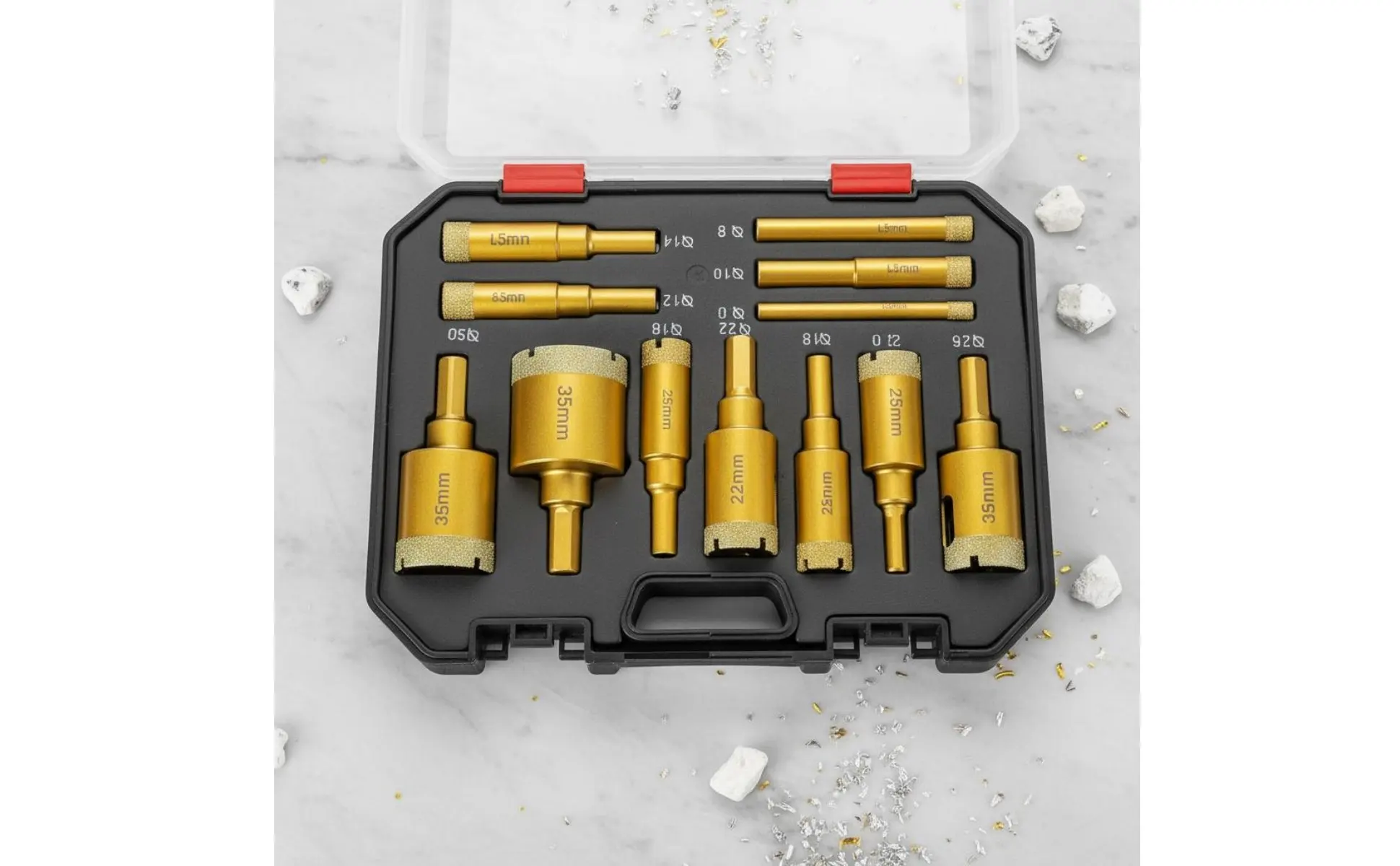 12 Pieces Brazed Crystal Drilling Drill Piece Set Storage Case Included Crystal Drilling Drill Piece Kit Marble Stone Hole
