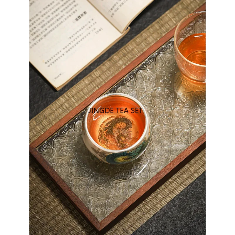 High end ceramic gold-plated tea cup set Chinese retro master cup Kung Fu tea set