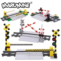 Marumine Bricks MOC Train Crossing Railroad Aisel Model Set Sliding Bar with 53401 Straight Tracks City View Building Blocks Toy 1