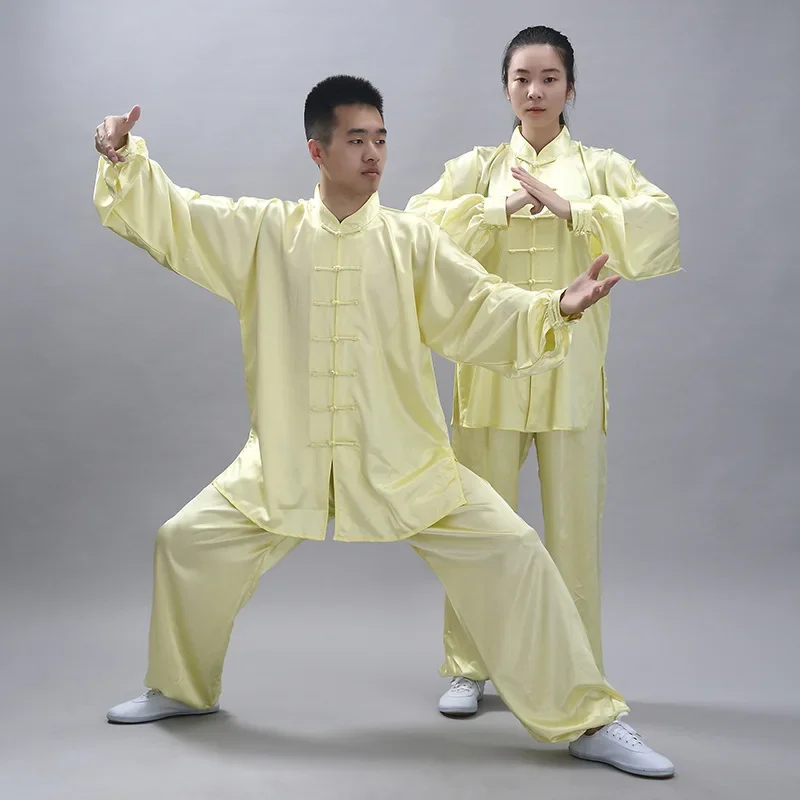 

Chinese Traditional Kung Fu Uniform Set Women Men Linen Shirt Top Pants Tai Chi Unisex Hanfu Clothing Costume Suits Solid Color