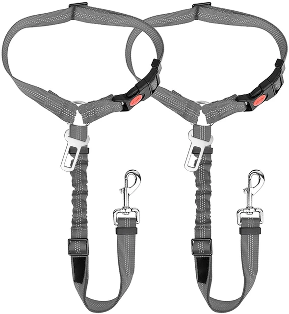 2 Voiture Ceinture de Securite pour Chien, Mousqueton Elastique Reglable  pour Chien Harnais de Securite Superieure