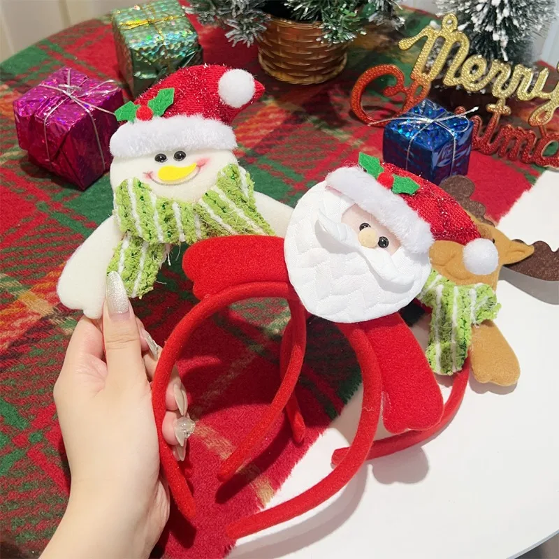 Christmas Children Cartoon Headwear Santa Claus Reindeer Snowman Headdress Party Decoration Fabric Headband Festival Party Gift
