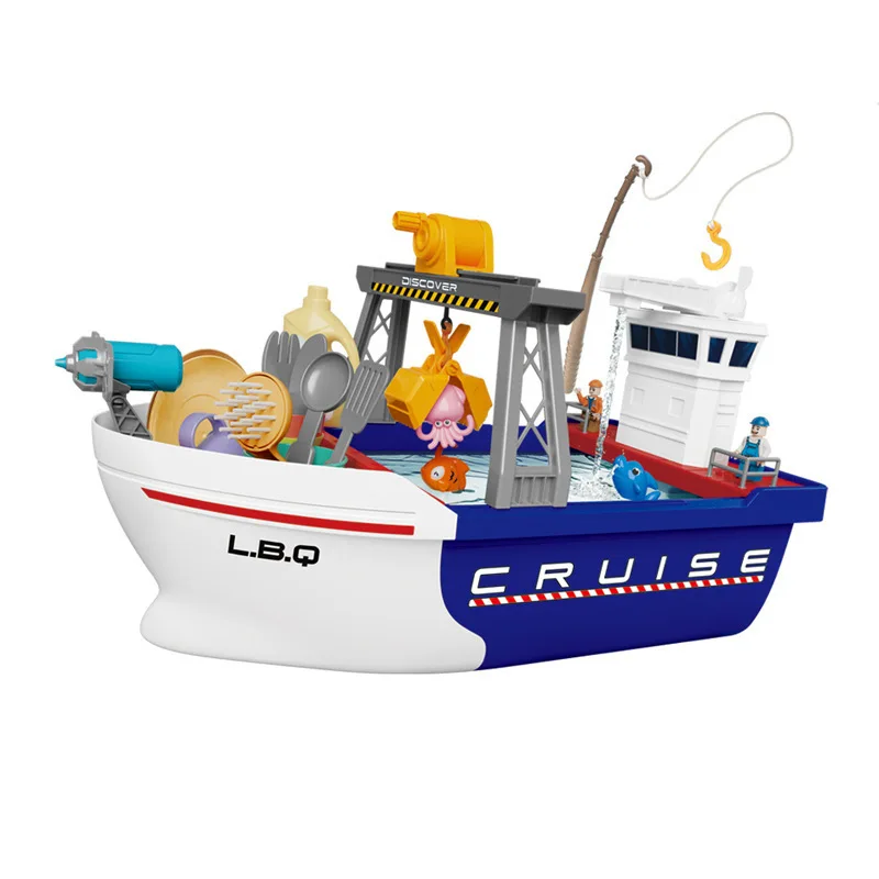 Children Electric Boat Model Water Play Toy Water Recycling Fishing Play House Parenting Interaction Boy Gift