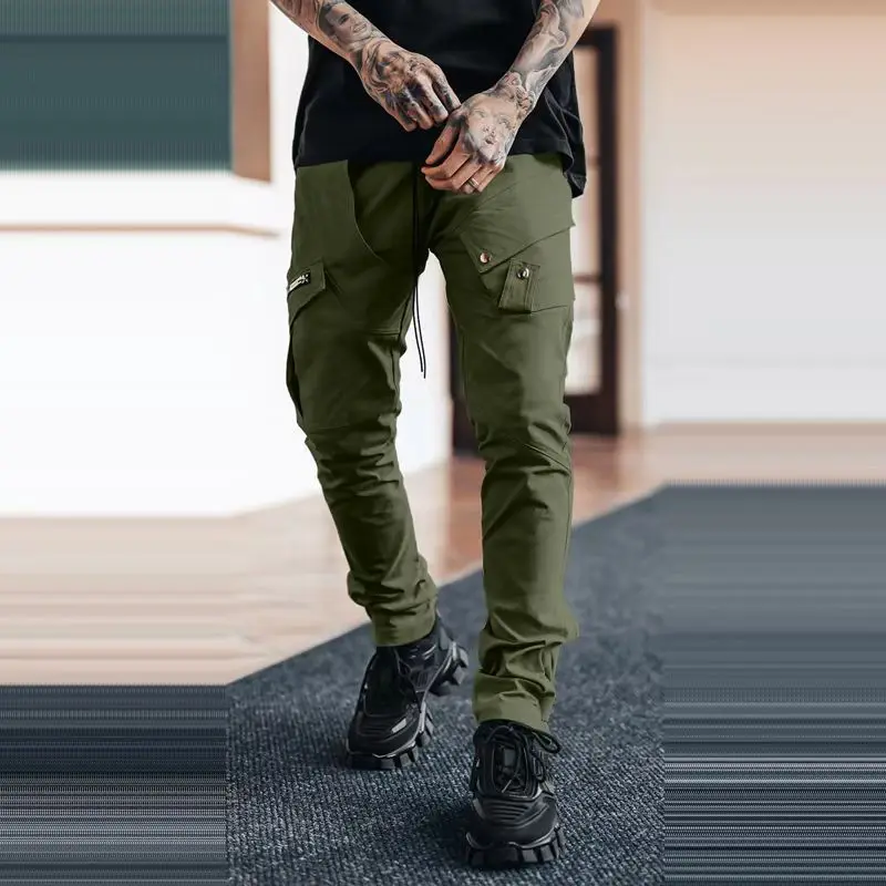 Men's Casual Cargo Pants Woven Multi-pocket Slim Street Style Trousers - Casual  Pants - AliExpress