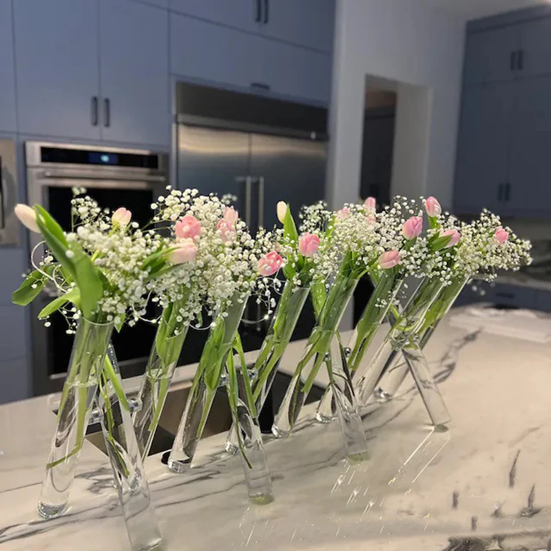 

8 set /lot 3 Glass Tripod vase bud vases Flower Holder Centerpiece Stand Tube vase