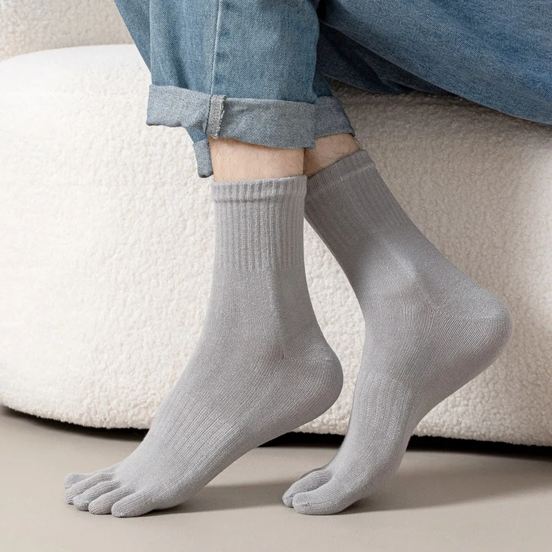 5 Pairs Socks Men Women Five Finger Sock Japanese Style Solid Black White Anti-Friction Compression Sport Bike Running Toe Socks